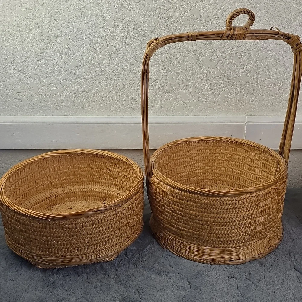 Vintage Basket Set Woven Hand Made